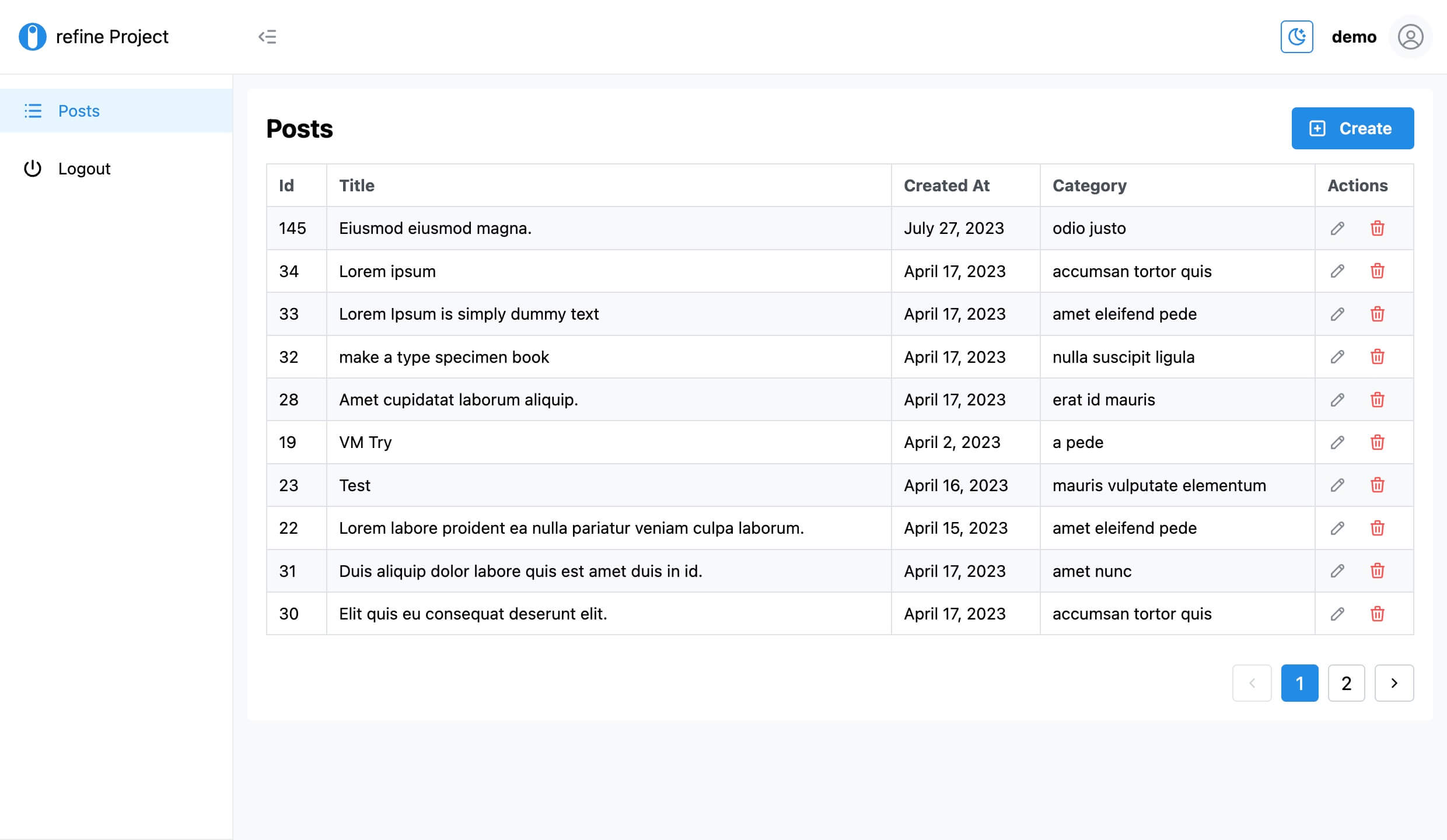 react admin panel