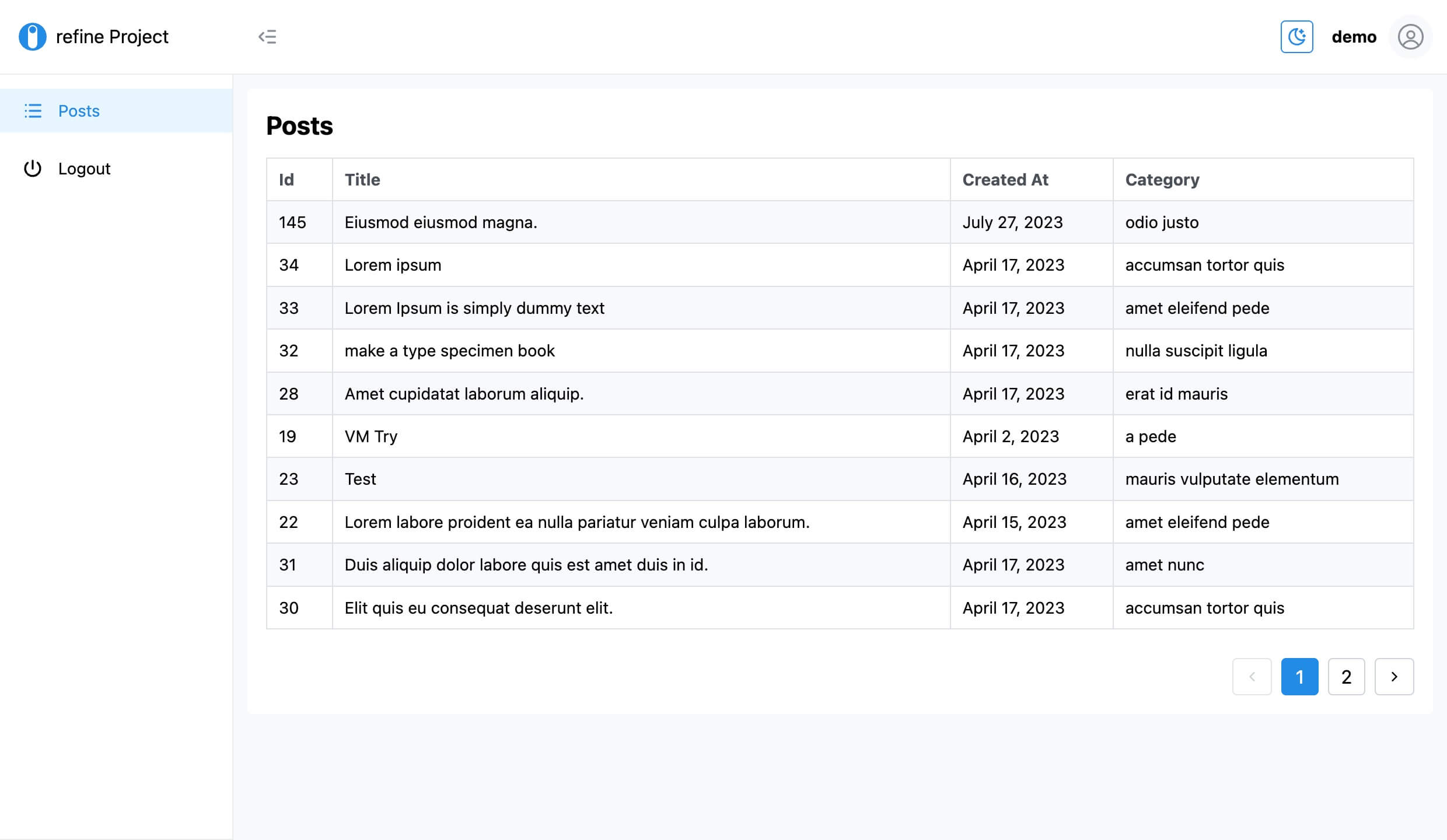 react admin panel