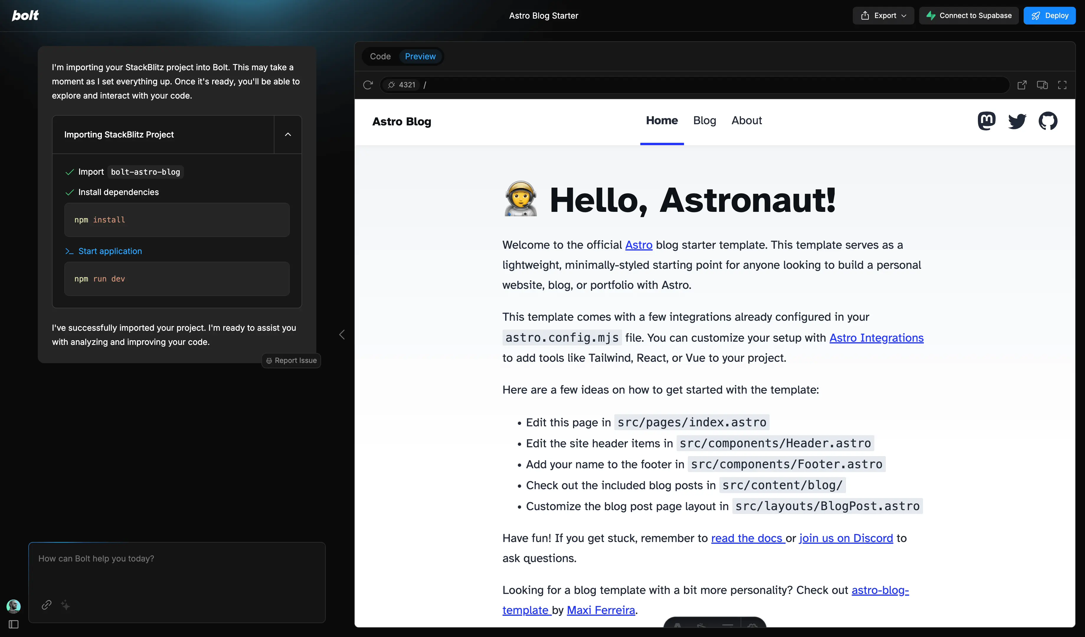 Bolt.new prompt for app description