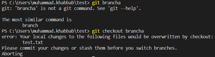 git switch branch after making changes