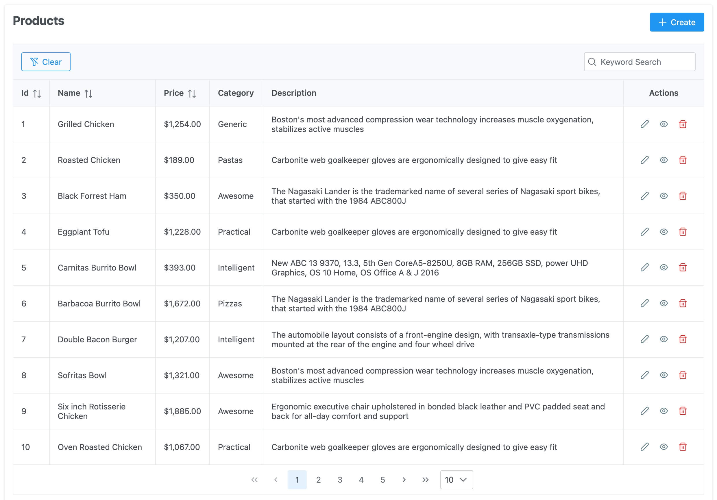 React admin panel