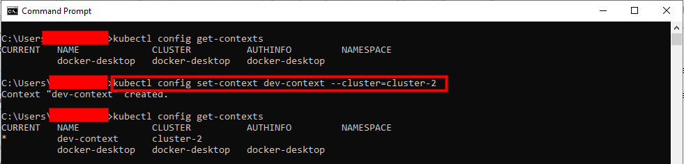 kubectl set context
