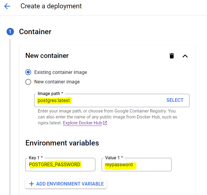 Adding env variable in GKE