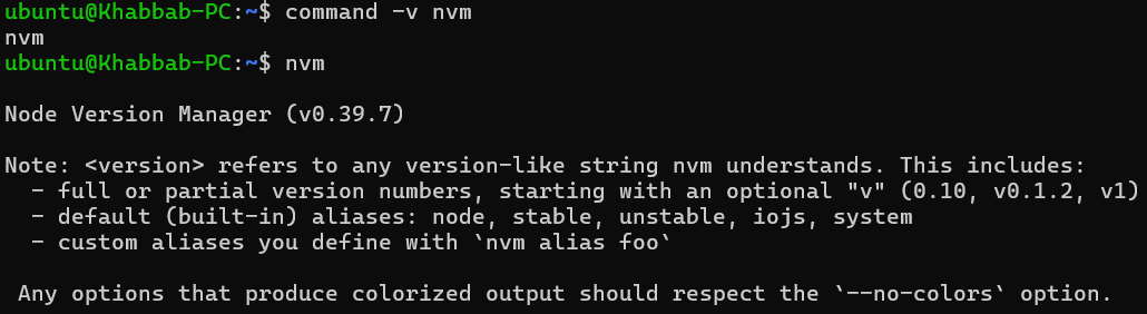 verify installation of nvm